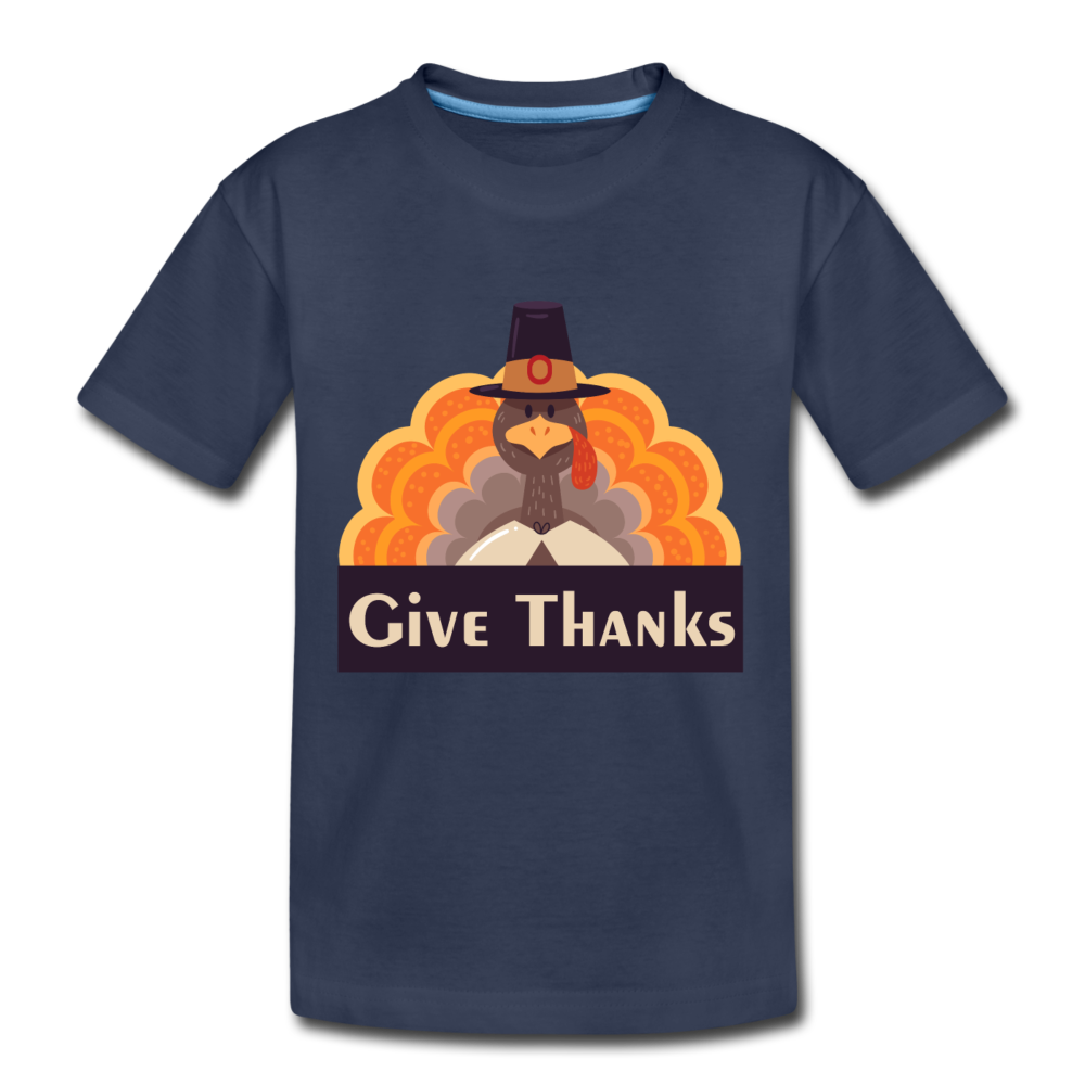 Give Thanks (ThanksGiving Turkey) - Kids' Premium T-Shirt - navy