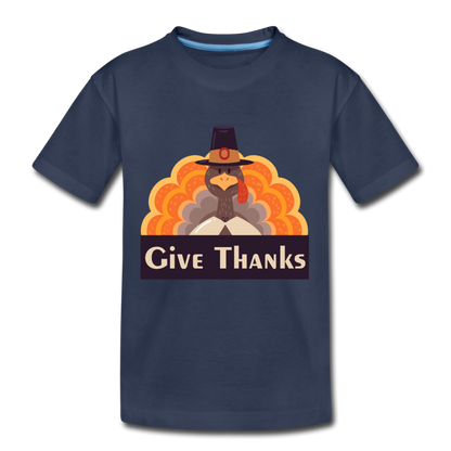 Give Thanks (ThanksGiving Turkey) - Kids' Premium T-Shirt - navy