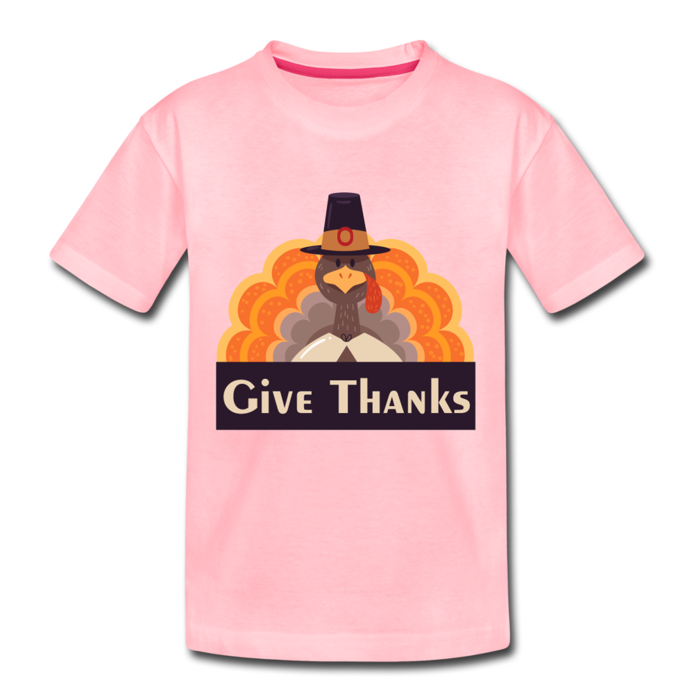 Give Thanks (ThanksGiving Turkey) - Kids' Premium T-Shirt - pink