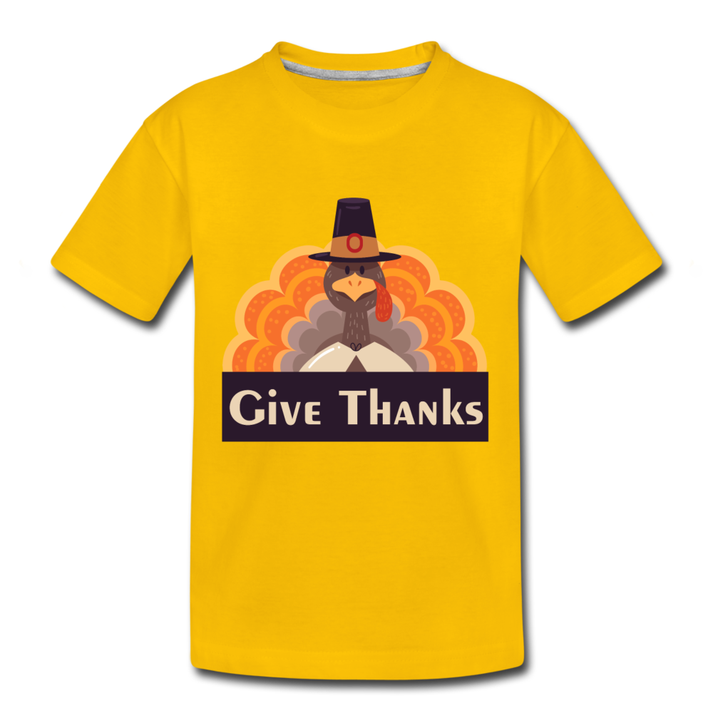 Give Thanks (ThanksGiving Turkey) - Kids' Premium T-Shirt - sun yellow