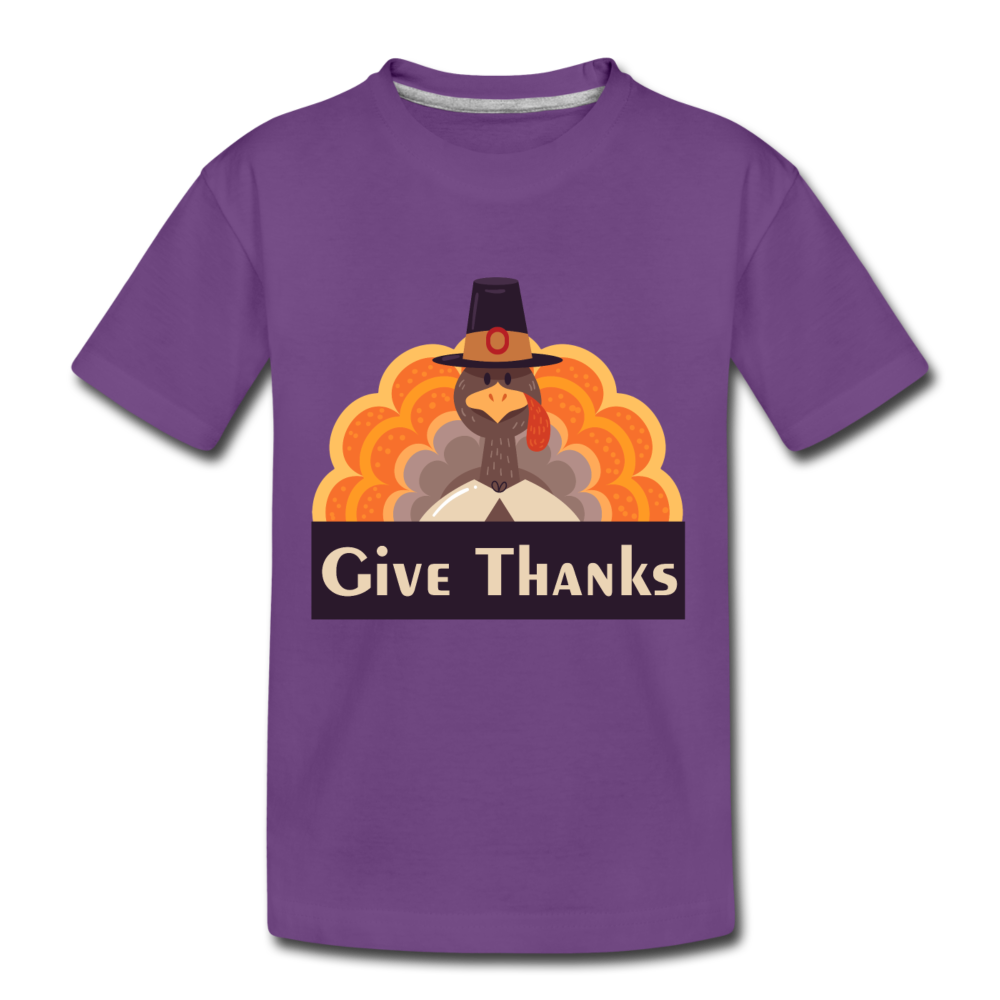 Give Thanks (ThanksGiving Turkey) - Kids' Premium T-Shirt - purple