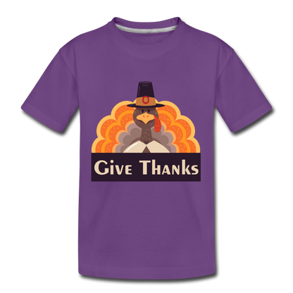Give Thanks (ThanksGiving Turkey) - Kids' Premium T-Shirt - purple