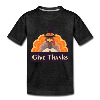 Give Thanks (ThanksGiving Turkey) - Kids' Premium T-Shirt - charcoal gray
