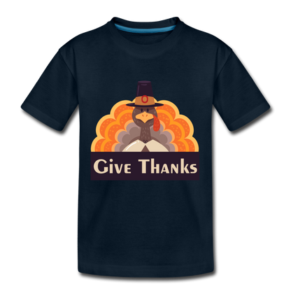 Give Thanks (ThanksGiving Turkey) - Kids' Premium T-Shirt - deep navy
