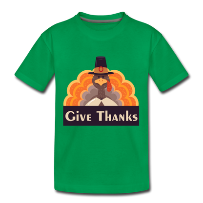 Give Thanks (ThanksGiving Turkey) - Kids' Premium T-Shirt - kelly green
