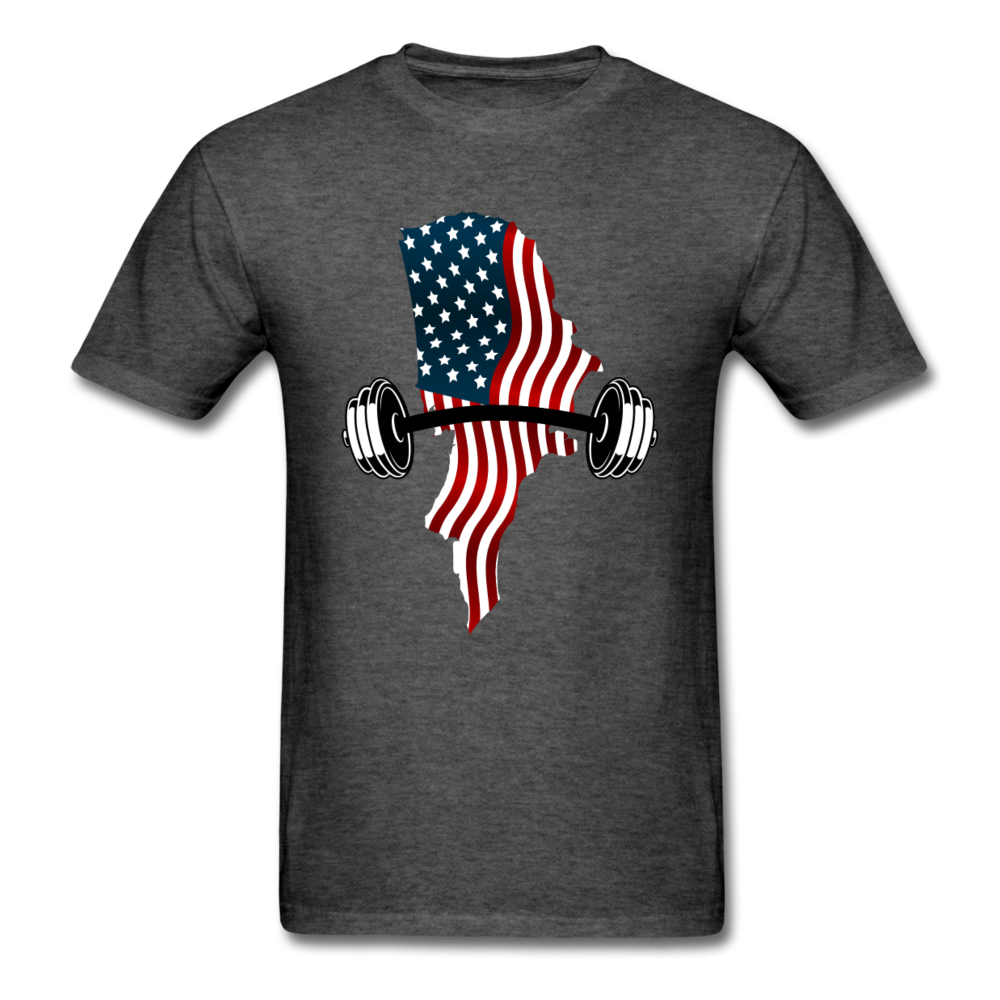 American Flag Dumbbells - Unisex Classic T-Shirt - heather black