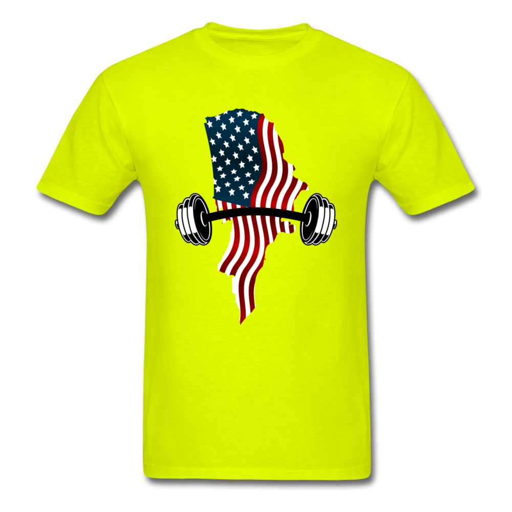 American Flag Dumbbells - Unisex Classic T-Shirt - safety green