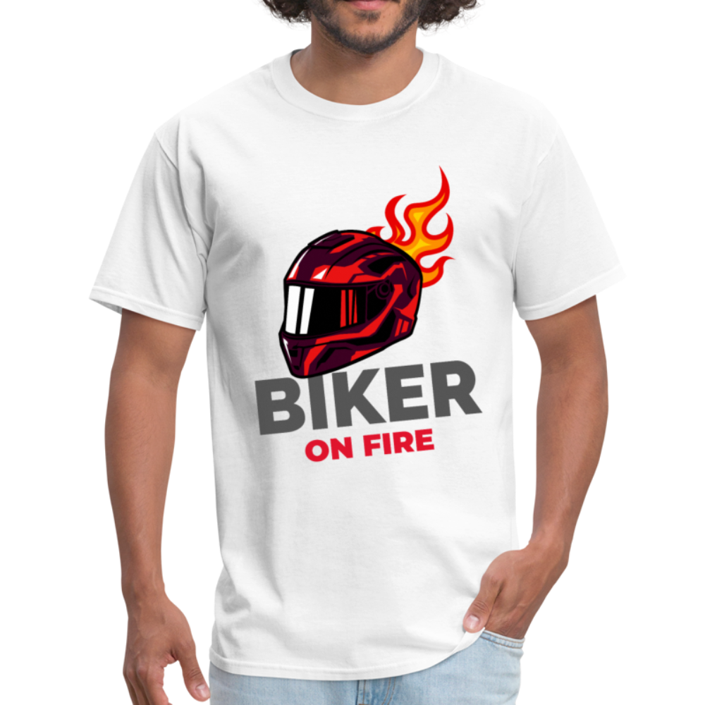 Biker On Fire - Unisex Classic T-Shirt - white