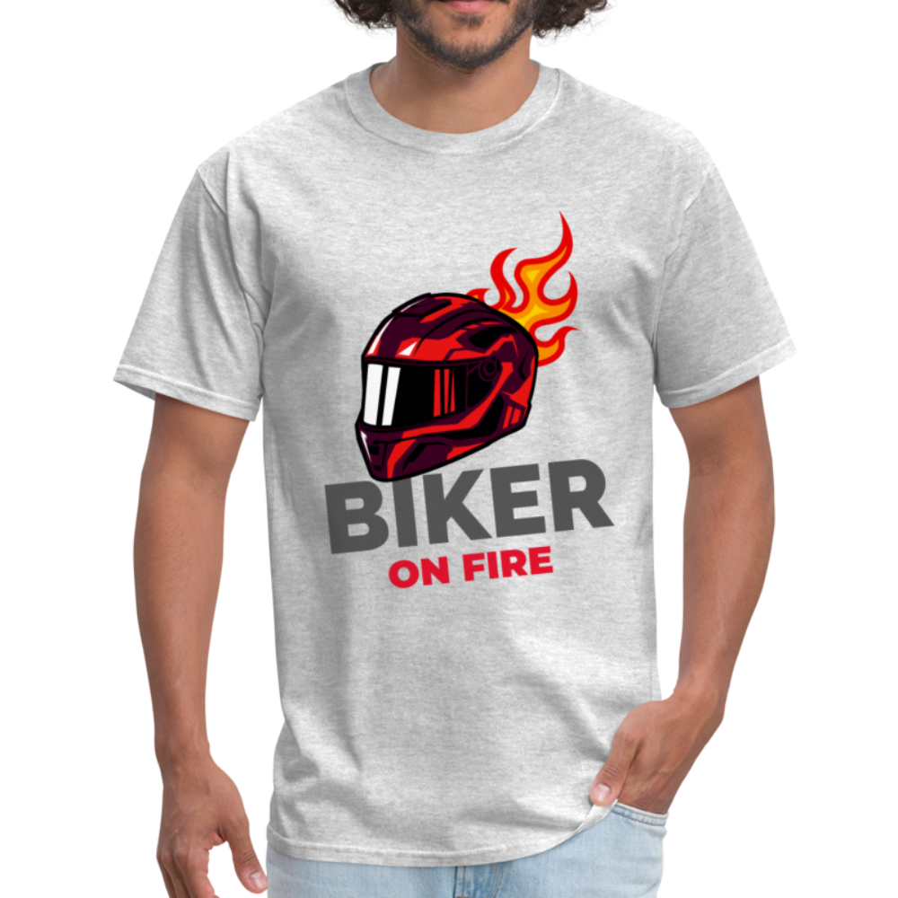 Biker On Fire - Unisex Classic T-Shirt - heather gray