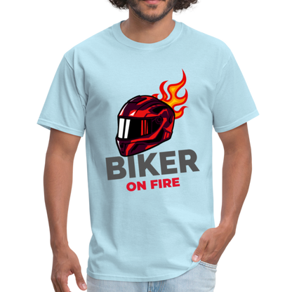 Biker On Fire - Unisex Classic T-Shirt - powder blue