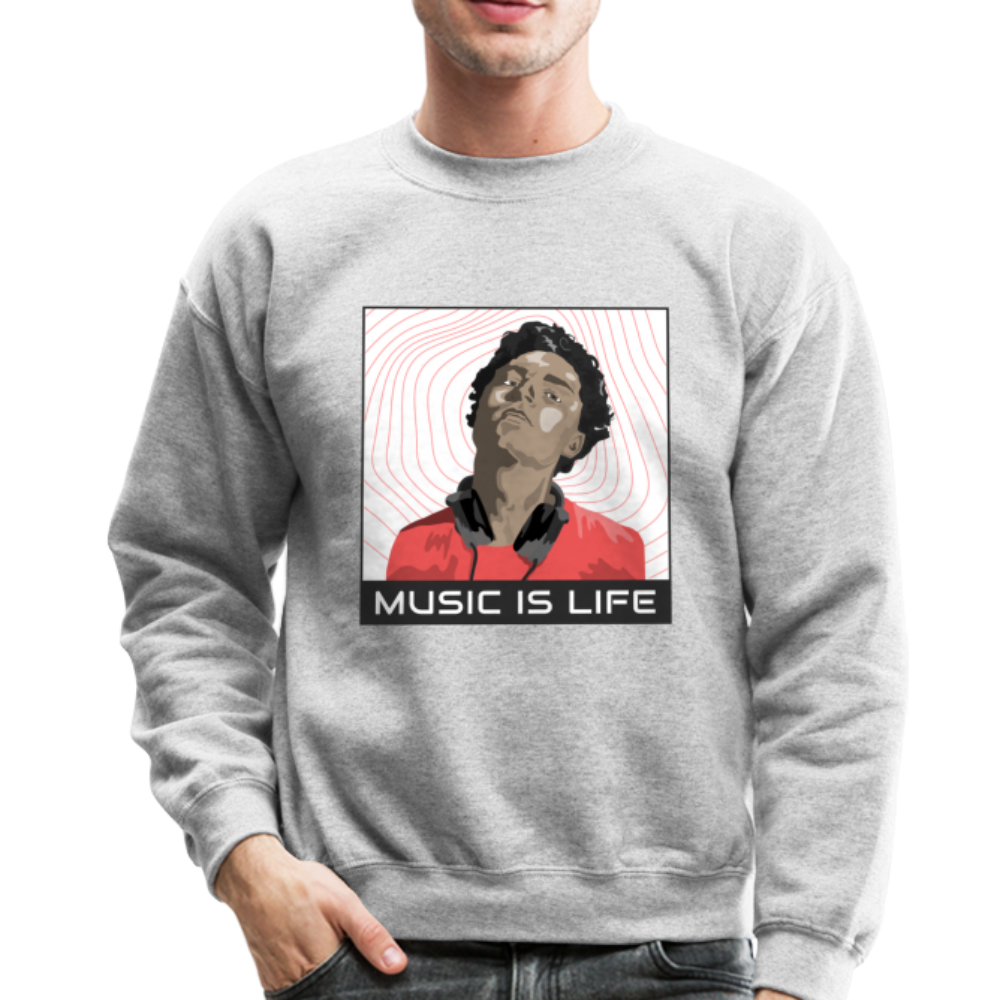 Music Is Life - Crewneck Sweatshirt - heather gray