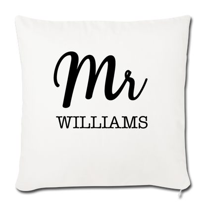 Mr. Throw Pillow Cover 18” x 18” - natural white