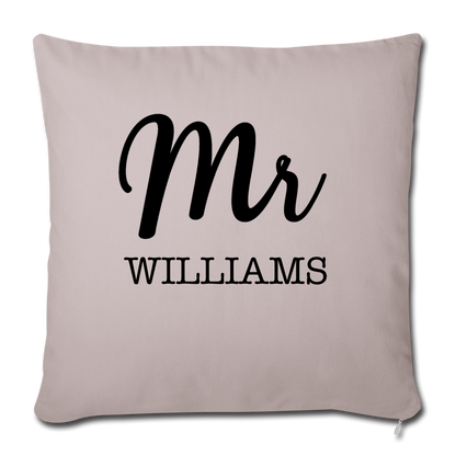 Mr. Throw Pillow Cover 18” x 18” - light taupe