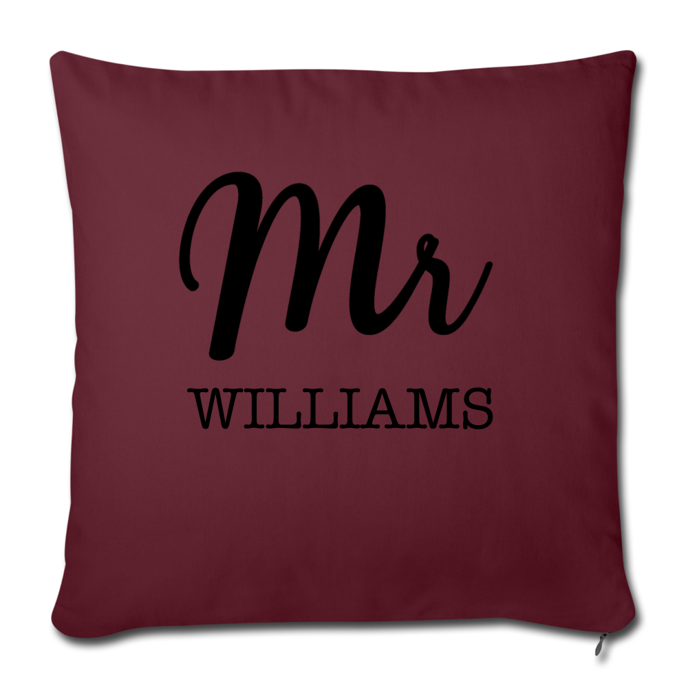 Mr. Throw Pillow Cover 18” x 18” - burgundy
