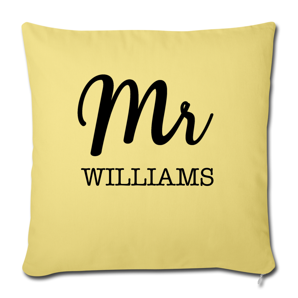 Mr. Throw Pillow Cover 18” x 18” - washed yellow