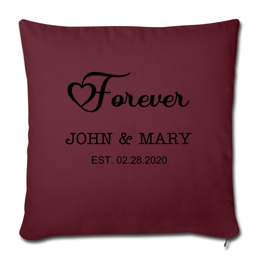 Personalized Wedding Gift, Couples Gift, Engagement Gift, Custom Pillow, Personalized Husband and Wife Gift - Pillow Case - burgundy