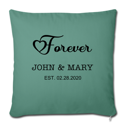 Personalized Wedding Gift, Couples Gift, Engagement Gift, Custom Pillow, Personalized Husband and Wife Gift - Pillow Case - cypress green