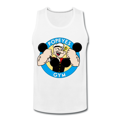 Popeyes Funny Gym Shirt, Workout Fitness Shirt, Motivational Tank Top, Must have Gym Tank Top, Inspirational Workout Tank Top - white