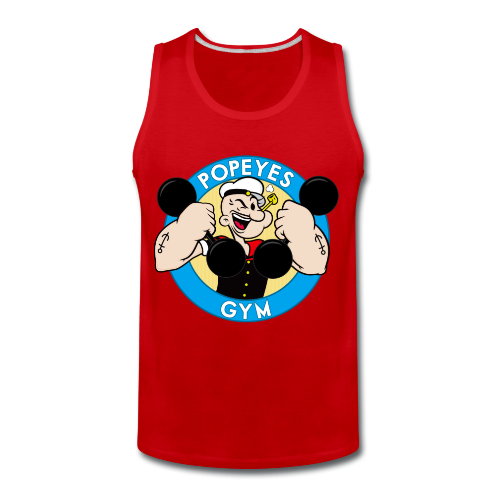Popeyes Funny Gym Shirt, Workout Fitness Shirt, Motivational Tank Top, Must have Gym Tank Top, Inspirational Workout Tank Top - red
