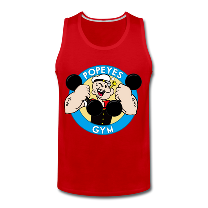 Popeyes Funny Gym Shirt, Workout Fitness Shirt, Motivational Tank Top, Must have Gym Tank Top, Inspirational Workout Tank Top - red