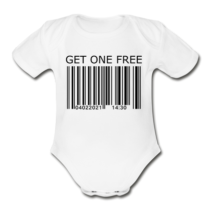Get One free Organic Short Sleeve Baby Bodysuit - white