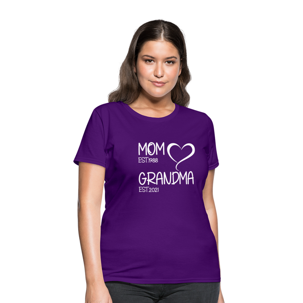 mom grandma Women's T-Shirt White text - purple