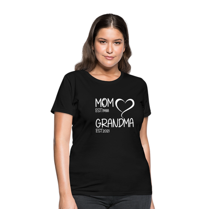 mom grandma Women's T-Shirt White text - black