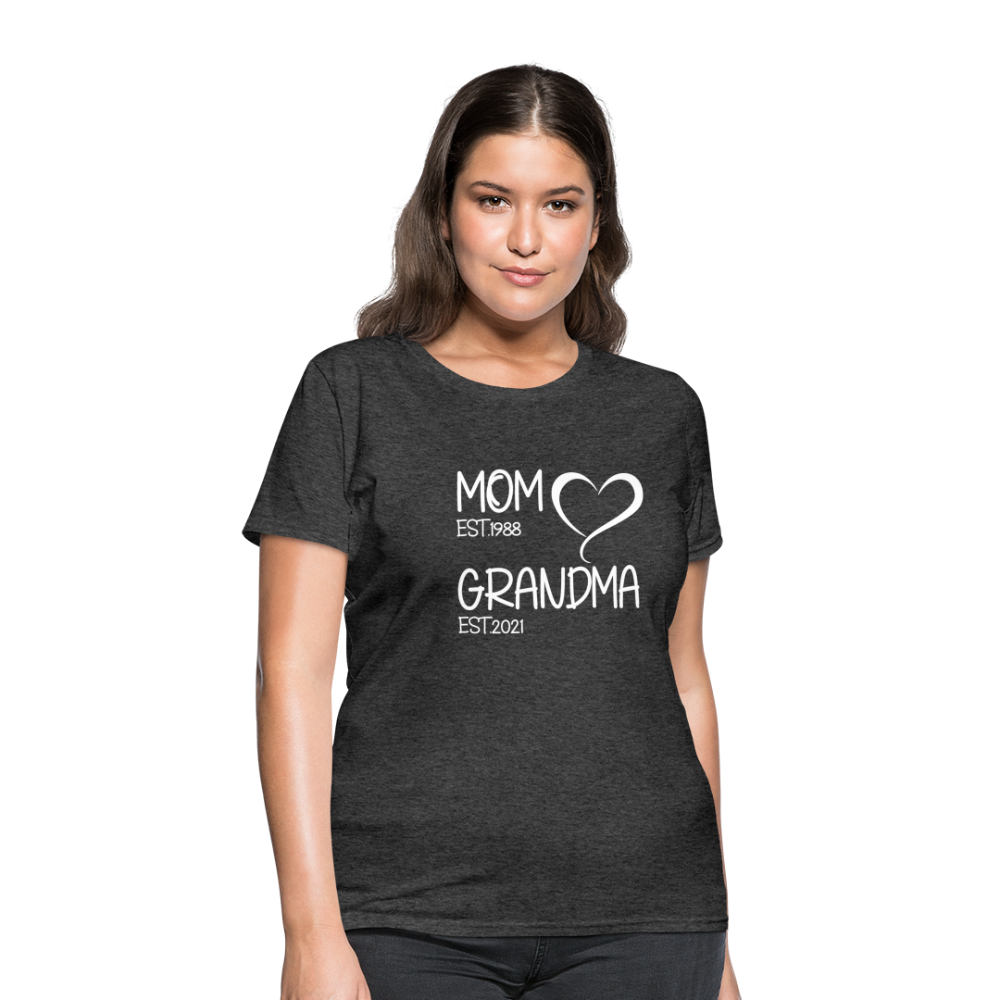 mom grandma Women's T-Shirt White text - heather black
