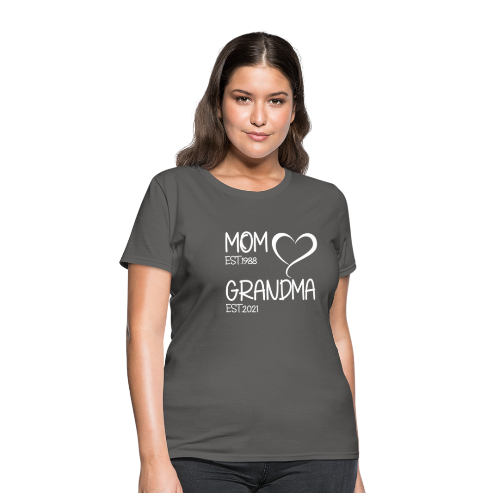 mom grandma Women's T-Shirt White text - charcoal
