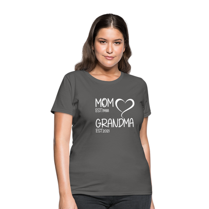 mom grandma Women's T-Shirt White text - charcoal