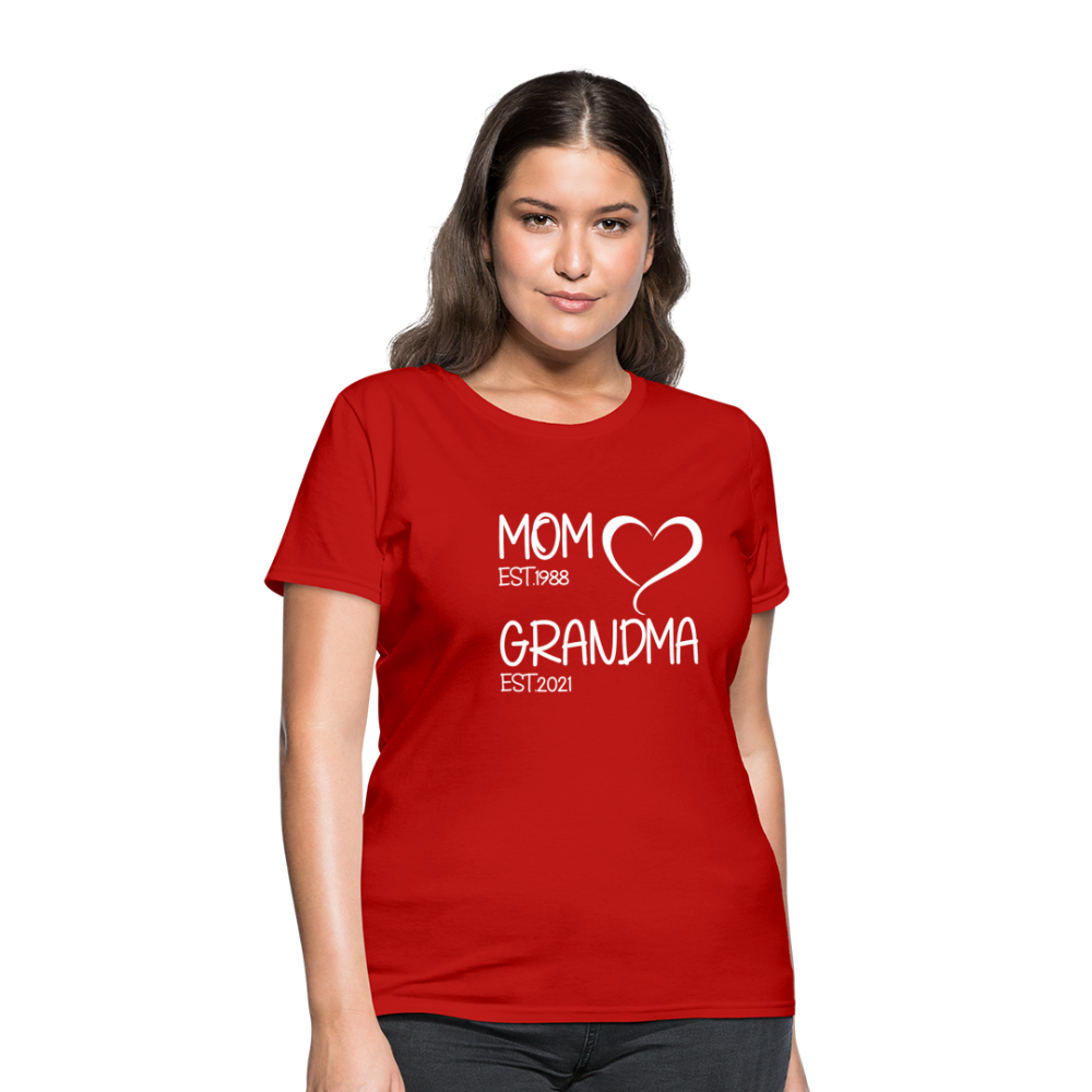 mom grandma Women's T-Shirt White text - red