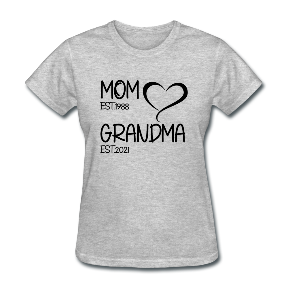 MOM GRANDMA Women's T-Shirt BLACK TEXT - heather gray