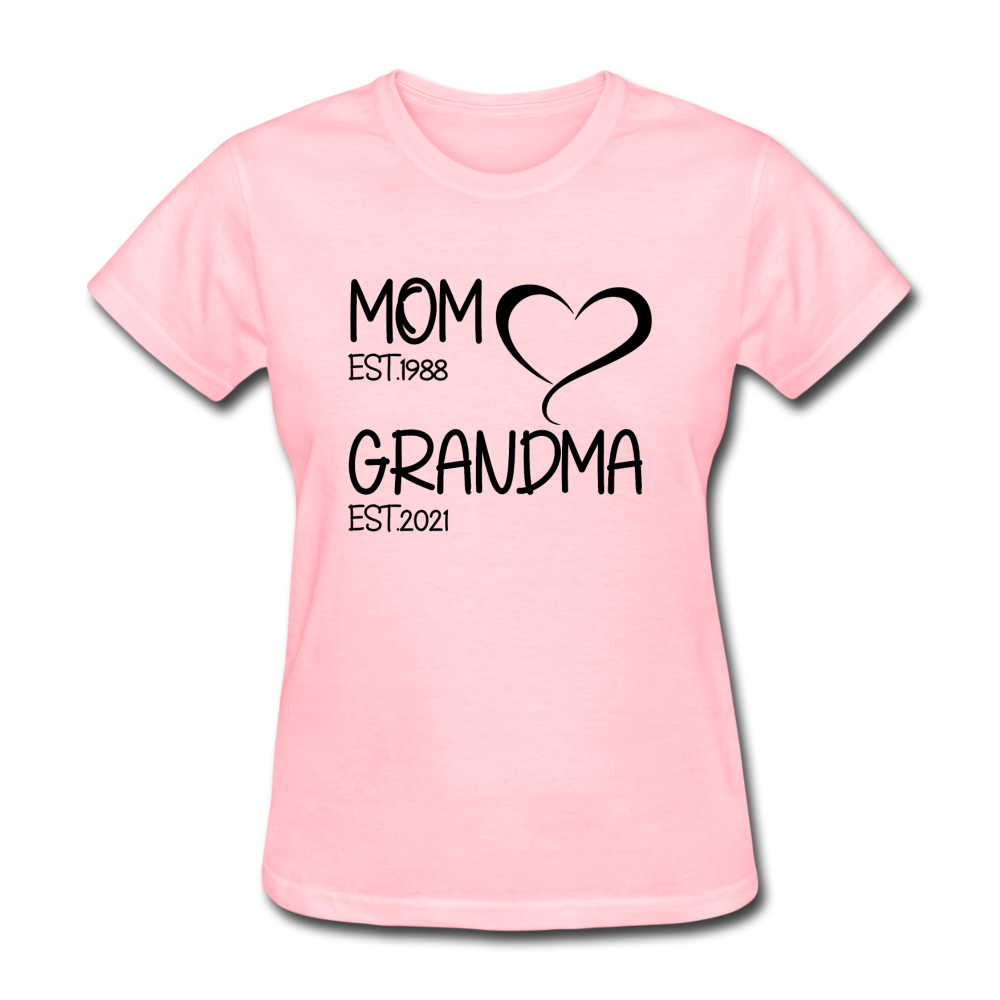 MOM GRANDMA Women's T-Shirt BLACK TEXT - pink