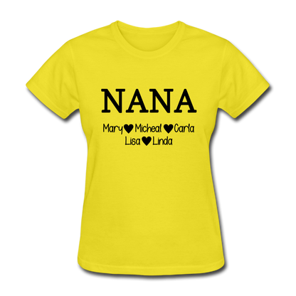 NANA Children White Text - Women's T-Shirt - yellow