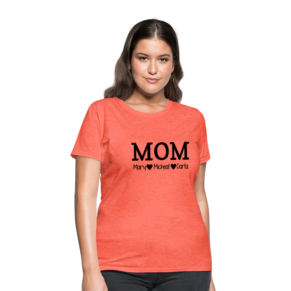 MOM Children White Text - Women's T-Shirt - heather coral