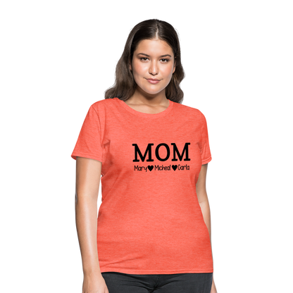 MOM Children White Text - Women's T-Shirt - heather coral