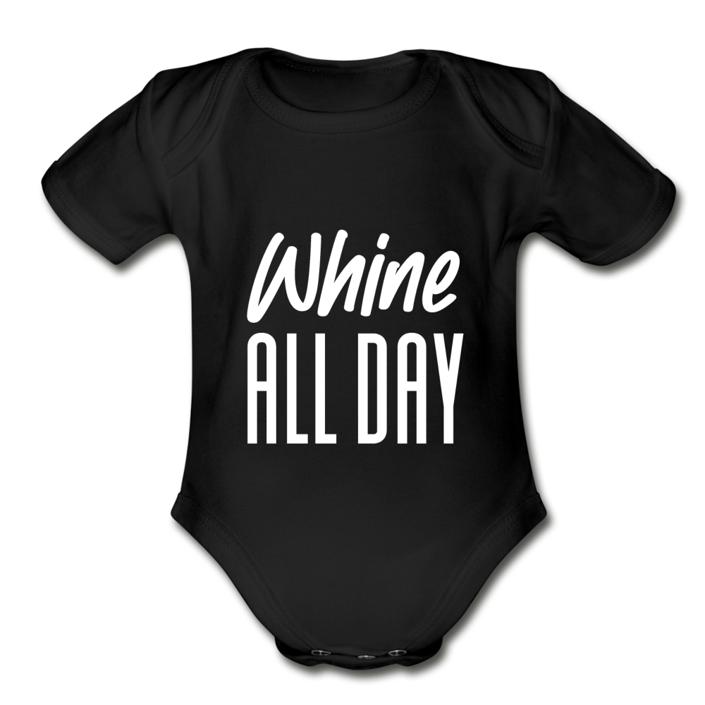 Wine & Whine - Organic Short Sleeve Baby Bodysuit - black