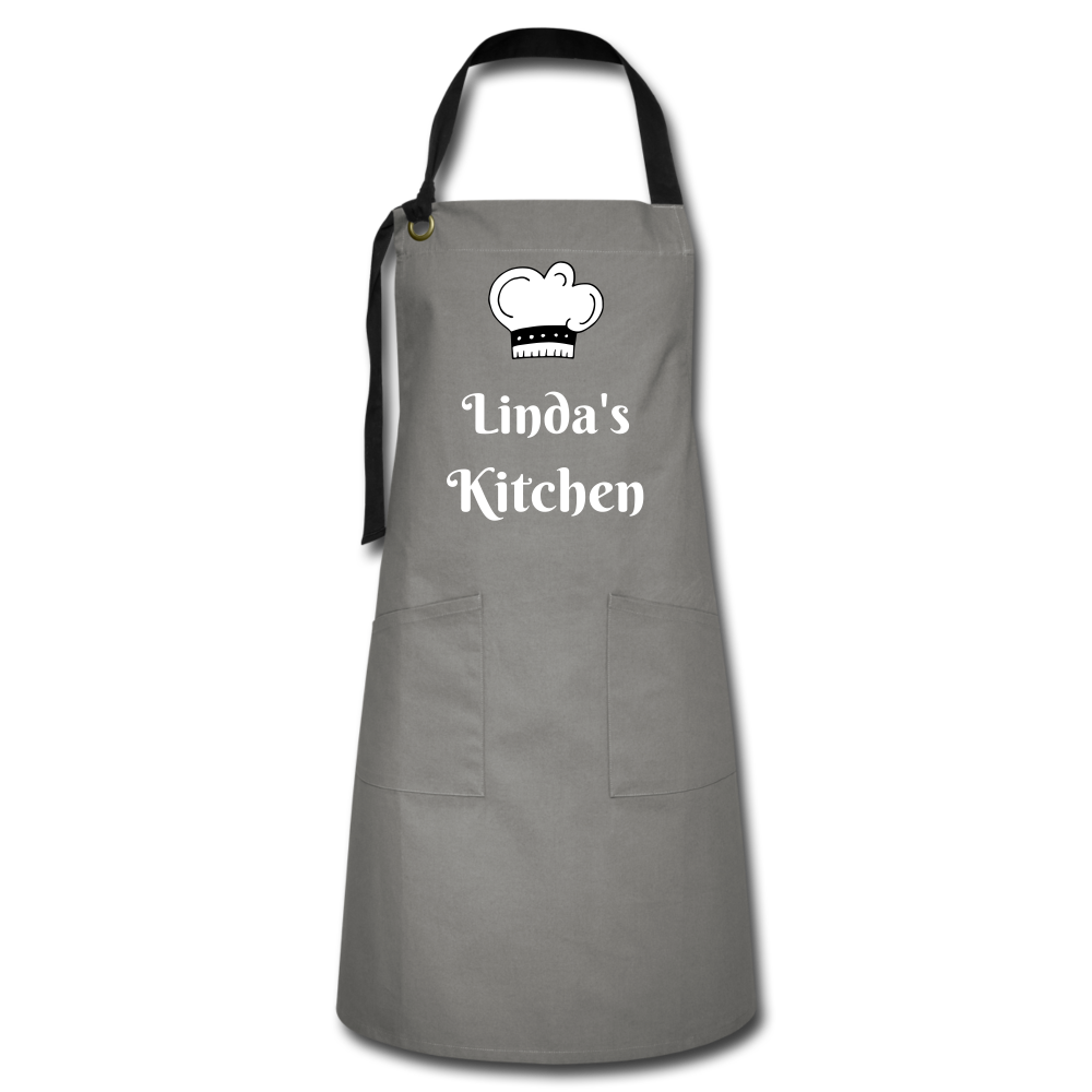 Personalized Apron With Name, Custom Kitchen Apron, Gift for Mom, Husband Gift, Dad Birthday Gift, Her kitchen Baking Gift, Grill Apron - gray/black