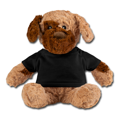 personalized brown teddy dog, custom teddy bear, printed with personal image or text, welcoming baby gift, gift for her, gift for newborn black