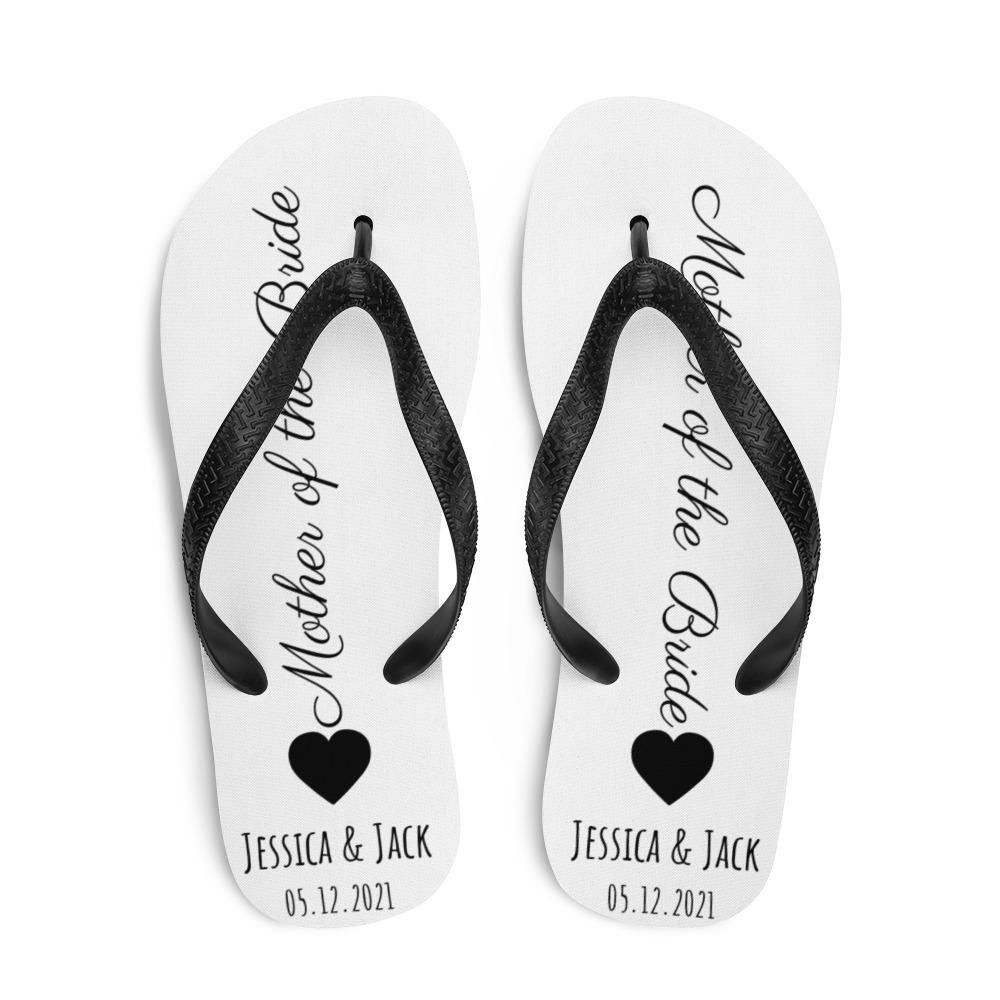 Wedding Flip Flops w/Personalized Kraft Tag (Black or White Available) MWF